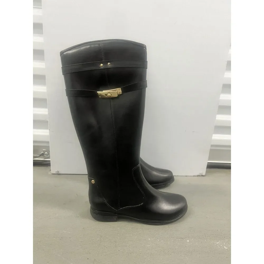 Mi. im Women's Black Knee High Boots with Gold Accents Size 10 Equestrian